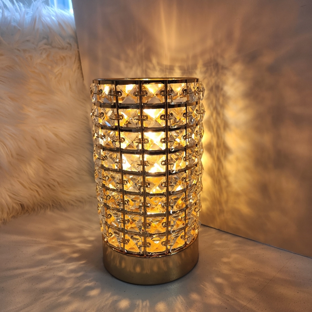 Gold Crystal Diamond Type Desk Lamp Shade Vanity Bedroom Light Home Decor Luxury - Picture 4 of 11